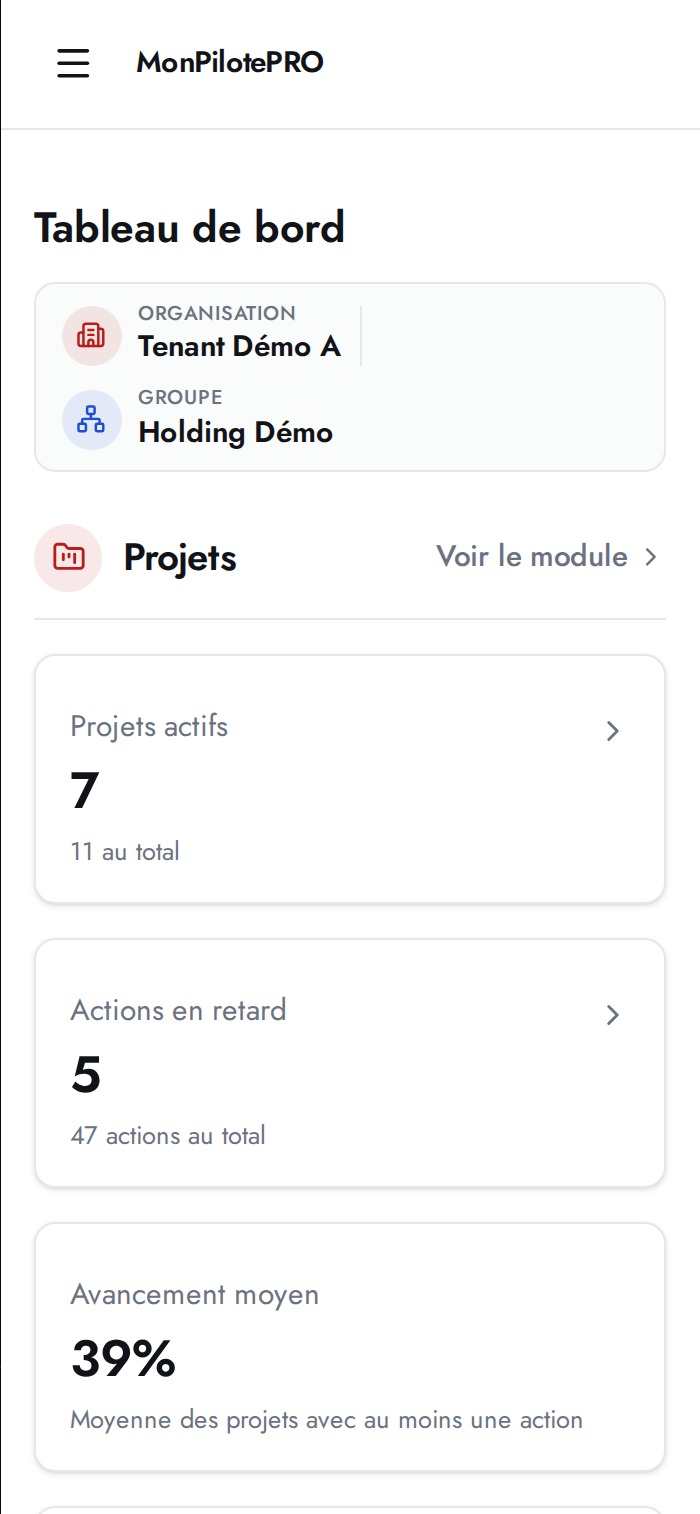 MonPilotePRO sur mobile